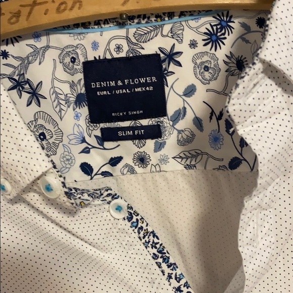 Denim and flower button up - Picture 2 of 2